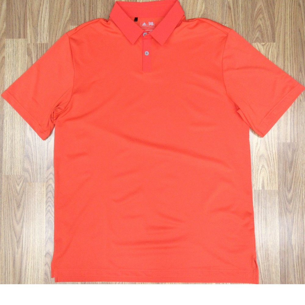 ADIDAS POLO SHIRT POLY/SPANDEX ORANGE Sz LARGE, L